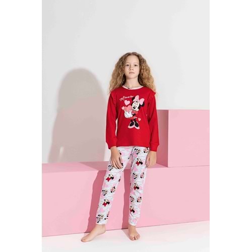 Tarık 5-9 Yaş Kız Çocuk Minie Baskılı İnterlok Pijama Takımı 3202270 - KIRMIZI