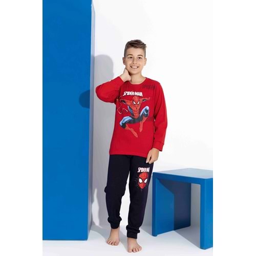 Tarık 2-6 Yaş Erkek Çocuk Spiderman Baskılı İnterlok Pijama Takım 4131220 - KIRMIZI
