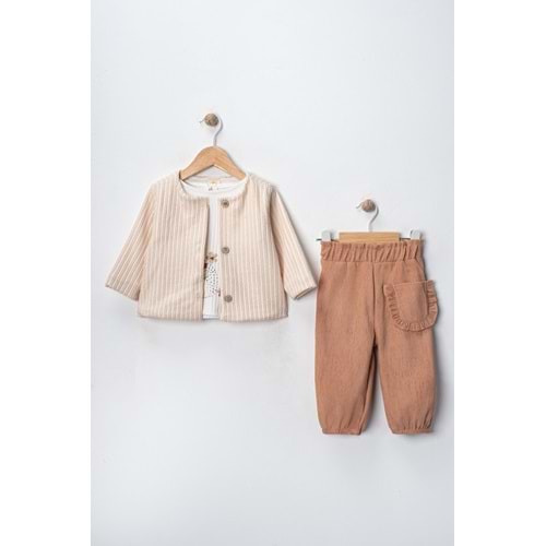 Via Girls Üçlü Hırkalı Takım-9721370 - EKRU