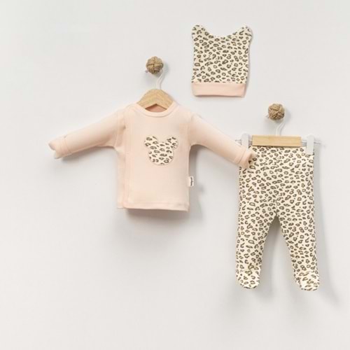 Babycan 9423 Leopar Üçlü Yenidoğan Takım - PUDRA