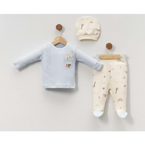 Babycan 9411 Cepli Fil Üçlü Yenidoğan Takım - AÇIK MAVİ