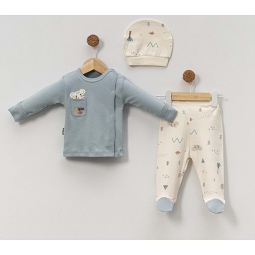 Babycan 9411 Cepli Fil Üçlü Yenidoğan Takım - TURKUAZ