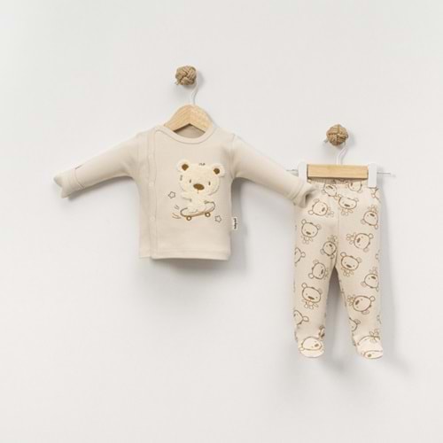 Babycan 9424 Kaykaycı Üçlü Yenidoğan Takım - AÇIK KAHVE