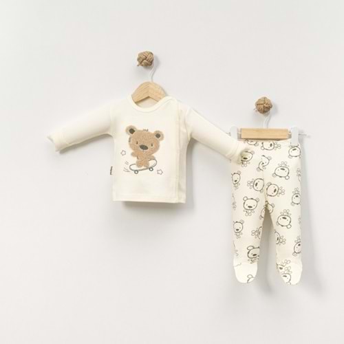 Babycan 9424 Kaykaycı Üçlü Yenidoğan Takım - KREM