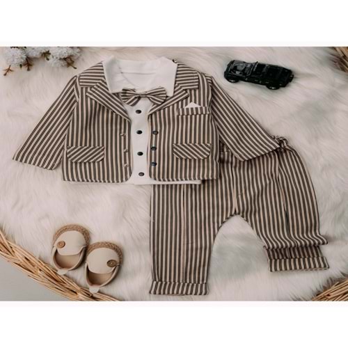 Mini Pakel 3-12 Aylık Erkek Ceketli Üçlü Takım-1363300 - KAHVERENGİ