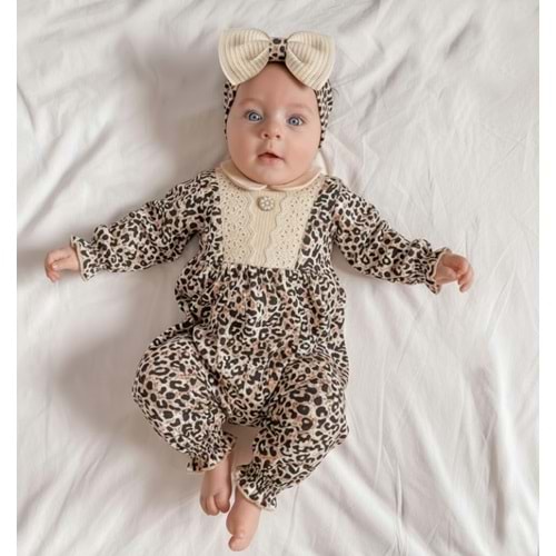 Çakar Bebe 3-12 Aylık Leoparlı Tulum-8052170 - KAHVERENGİ
