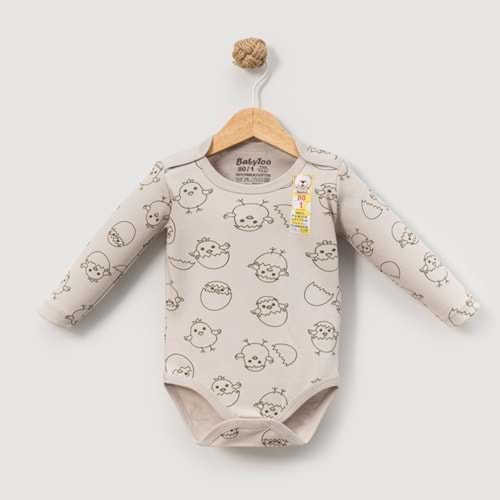 Babytoo 1-3 Yaş Bebek Uzun Kollu Çıtçıtlı Badi Yeni Civciv-70831160 - AÇIK KAHVE