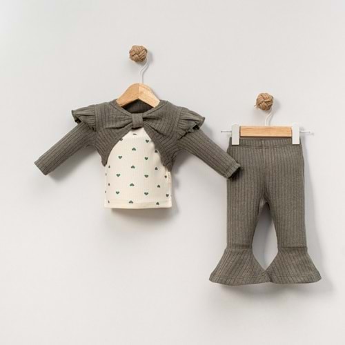 Çakar Bebe 6-18 Aylık Boleralı Kız 2 li Takım -8034155 - HAKİ YEŞİL