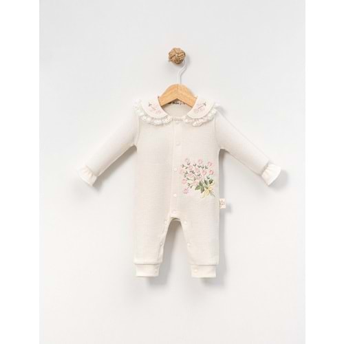 Çakar Bebe 3-12 Aylık Çıtır Nakışlı Tulum -8027140 - KREM
