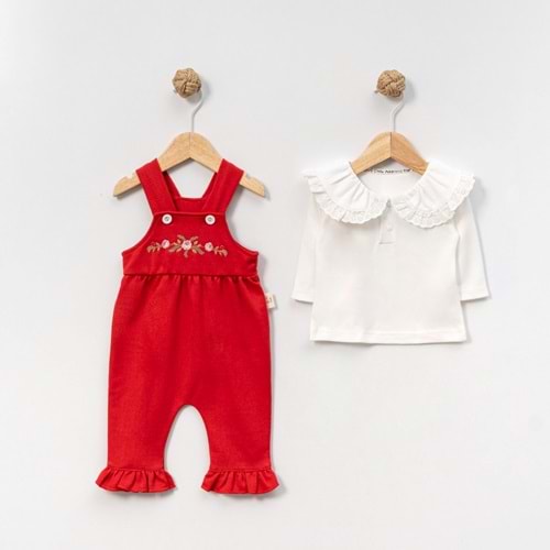 Çakar Bebe Güllü Nakışlı Slopet -8037200 - KIRMIZI