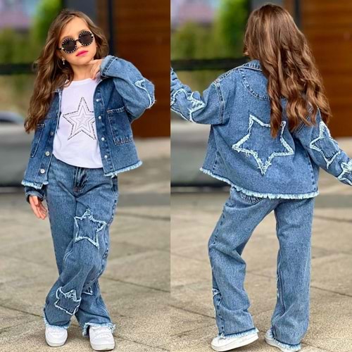 Yıldız Baskılı Kotlu Takım 5-14 Yaş-26131000 - MAVİ