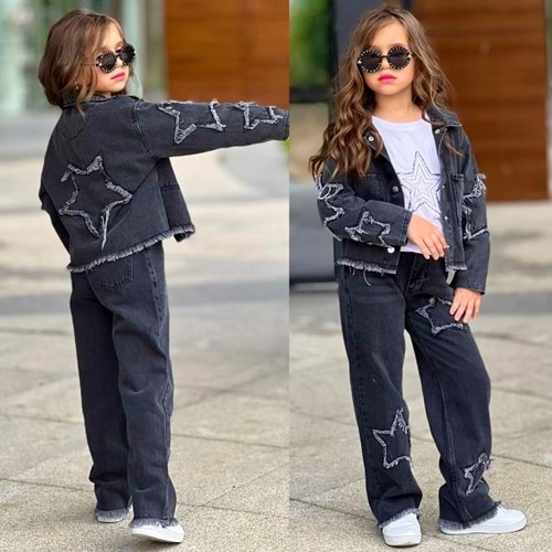 Yıldız Baskılı Kotlu Takım 5-14 Yaş-26131000 - SİYAH