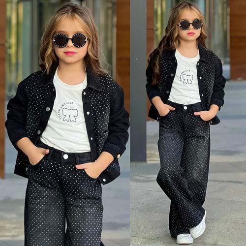 Taşlı Kotlu Takım 5-14 Yaş-251481100 - SİYAH