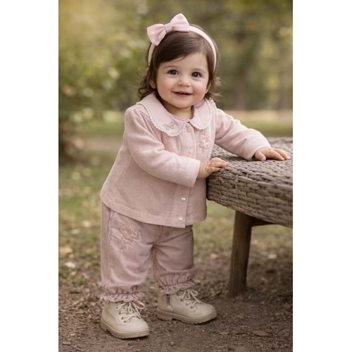 Kumru Papatya Nakışlı 3 lü Kız Takım 6-18 Aylık-4464403 - SOMON