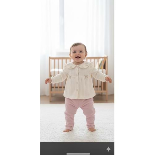 Kumru Fiyonklu Yelekli Kız 3 lü Takım 6-18 Aylık-4460422 - BEJ