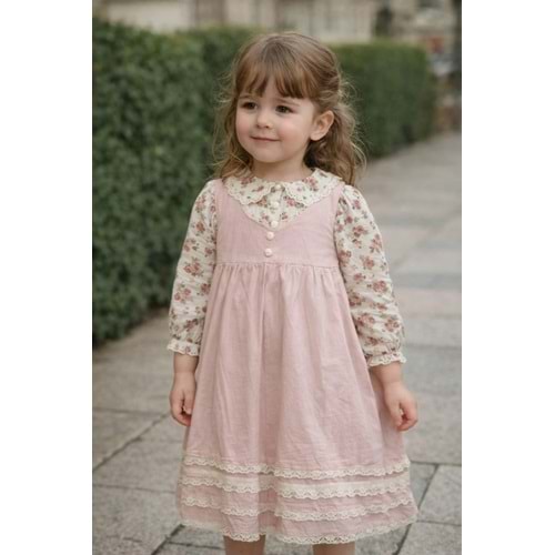 Kumru Çiçekli Etek Ucu Dantelli Kız Jile 2-5 Yaş-4444495 - SOMON
