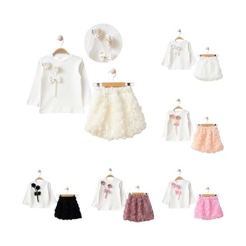 Lumia Fiyonklu Güllü Lase Etekli Kız Takım 2-5 Yaş-4131252 - SİYAH