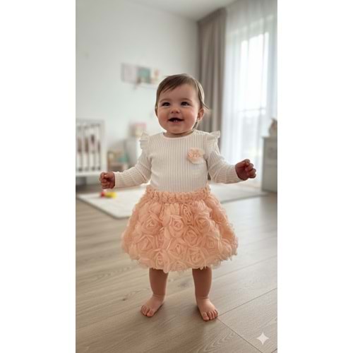 Deco Aksesurarlı Gül Etekli İkili Takım 9-24 Aylık-56697327 - SOMON