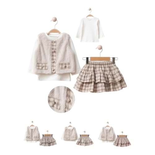 Lumia Ekose Peluşlu 3 lü Etekli Kız Takım 2-5 Yaş-4167430 - KAHVERENGİ