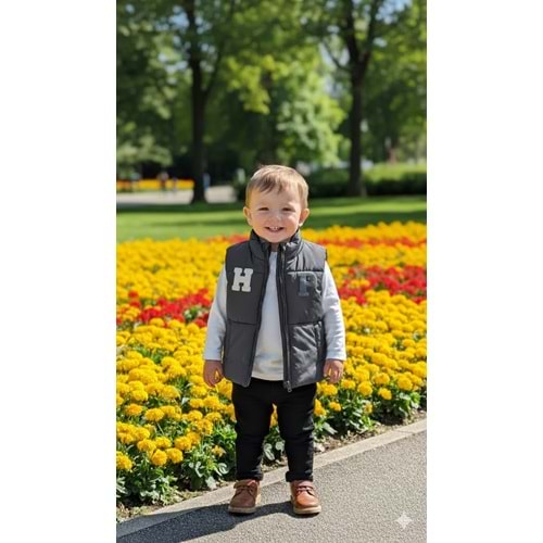 Hippıl Yelekli Çizgili Erkek Üçlü Takım 2-5 Yaş-7061788 - FÜME