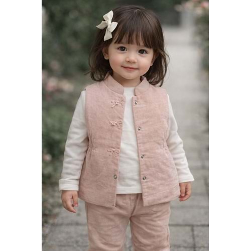 Bebiço Kız Yelekli Fiyonklu 3 lü Takım 6-24 Aylık-5429580 - SOMON