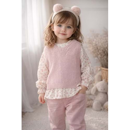 Bebiço Kız Süveterli 3 Lü Takım 2-5 Yaş-5423720 - PEMBE