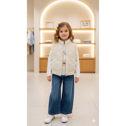 Miss Elitte Çiçek Baskılı Yelekli 3 Lü Takım 6-9 Yaş-1004953 - KREM