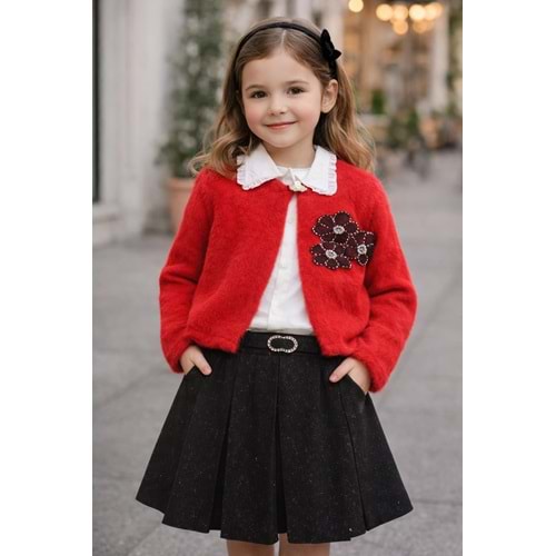 Miss Melinda Puanlı Etekli 3 lü Takım 9-12 Yaş-360770 - KIRMIZI