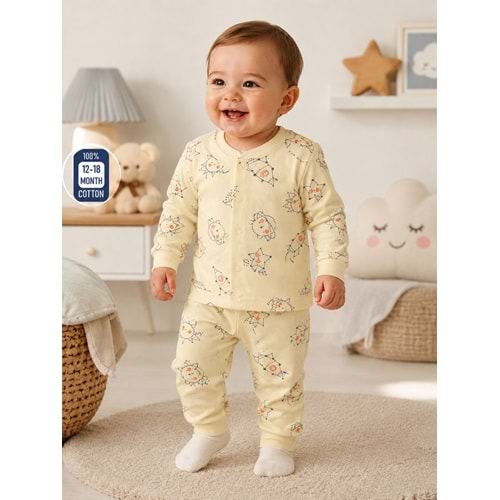 Miniworld Erkek 6-24 Aylık Uzay Baskılı Çıtçıtlı Pijama Takımı-18836169 - SARI