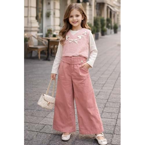 Miss Melinda Sakallı Süveter Üçlü Takım 5-8 Yaş-0361710 - PEMBE
