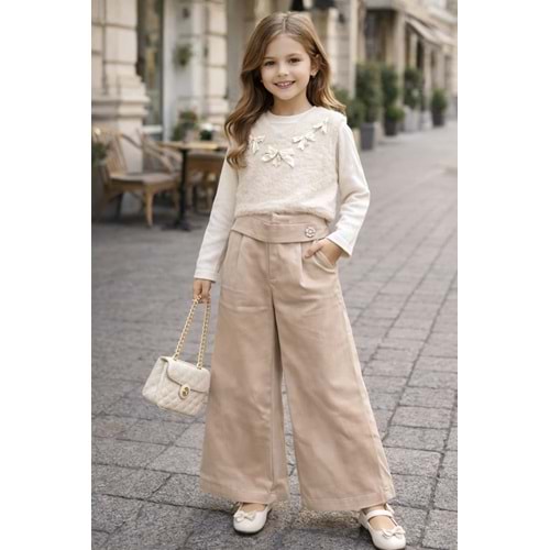 Miss Melinda Sakallı Süveter Üçlü Takım 9-12 Yaş-0362730 - KREM