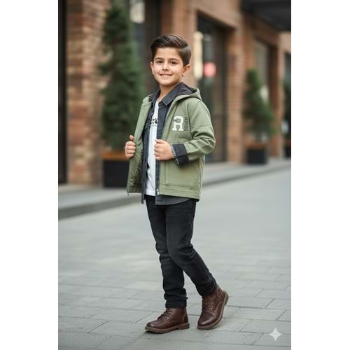 Yavrucak Keten Ceketli Gömlekli Takım 5-8 Yaş-5804713 - YEŞİL