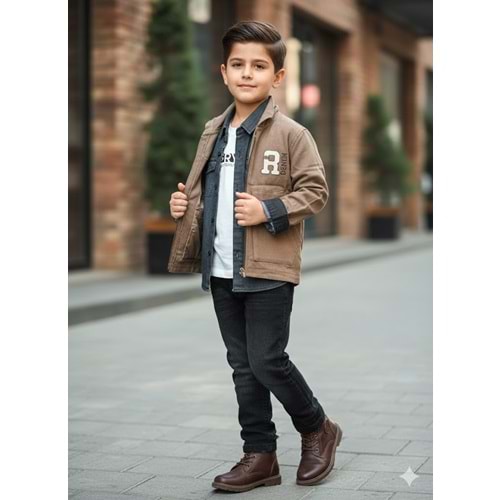 Yavrucak Keten Ceketli Gömlekli Takım 1-4 Yaş-3804635 - KAHVERENGİ