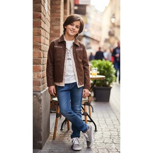 Yavrucak Keten Ceketli Gömlekli Takım 5-8 Yaş-2806726 - KAHVERENGİ