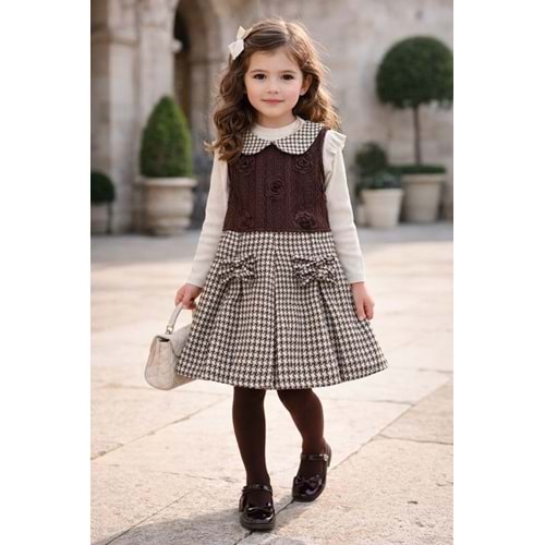 Miss Melinda Güllü Kaz Ayaklı Elbise 3-6 Yaş-0357508 - KAHVERENGİ