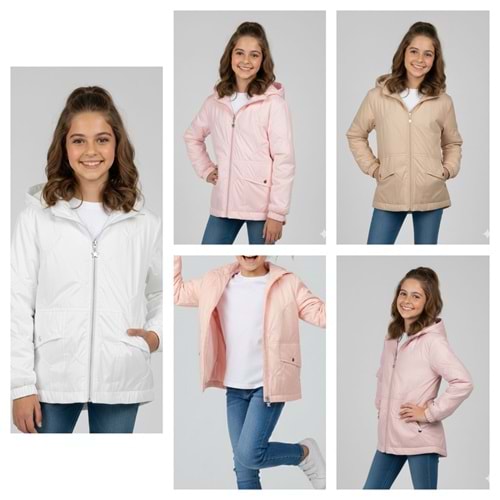 Asya Kids Kız Kareli Kapotine Yağmurluk 3-7 Yaş-5569500 - SU YEŞİLİ