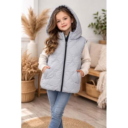 Asya Kids Soğan Kumaş Kız Şişme Yelek 6-14 Yaş-6618480 - GRİ
