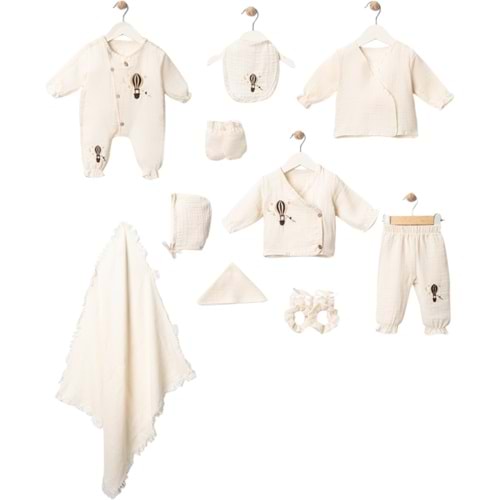 10 Lu Müslin Lüx Erkek Zıbın Seti 0-3 Aylık -438637807 - KREM