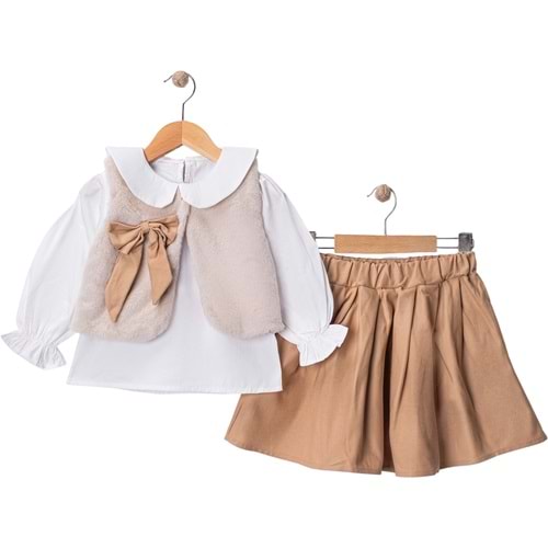 Wow Gabardin Etek Peluş Yelekli Gömlekli Takım 2-5 Yaş-450045337 - KAHVERENGİ