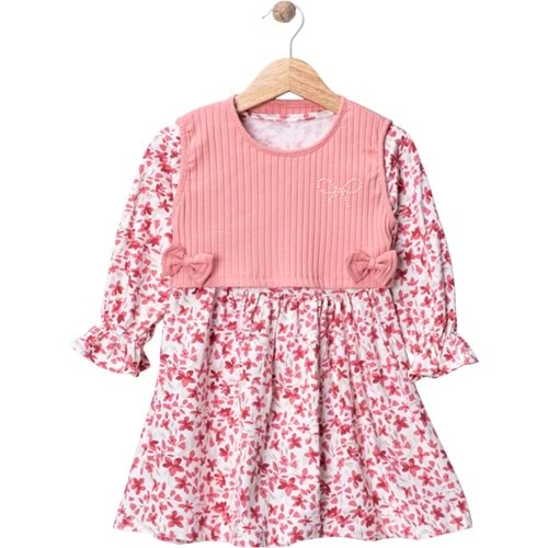 Wow Çiçekli Penye İkili Elbise 1-4 Yaş -450959180 - SOFT MERCAN