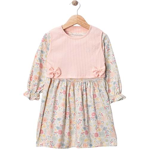 Wow Çiçekli Penye İkili Elbise 5-8 Yaş -450960200 - PUDRA