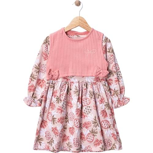 Wow Çiçekli Penye İkili Elbise 5-8 Yaş -450960200 - SOFT MERCAN