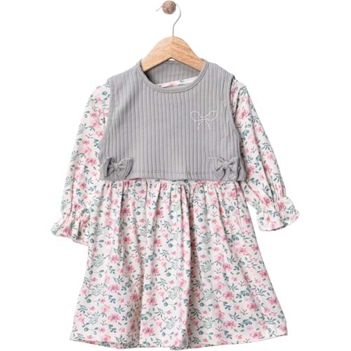 Wow Çiçekli Penye İkili Elbise 5-8 Yaş -450960200 - SU YEŞİLİ