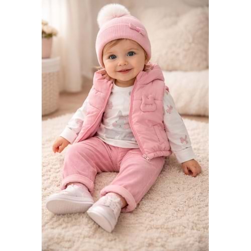Wow Cepli Pantolon Şişirme Tavşanlı Kız Yelekli Takım 9-24 Aylık -451013360 - NAR ÇİÇEĞİ