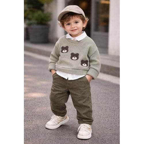 Jolly Pop Örgü Sweatli 3 Lü Erkek Takım 9-24 Aylık -447749715 - YEŞİL