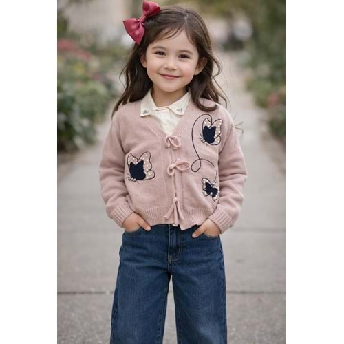 Miss Elitte Triko Ceketli Kelebek Detaylı 3 Lü Kız Takım 10-13 Yaş -450889926 - PEMBE