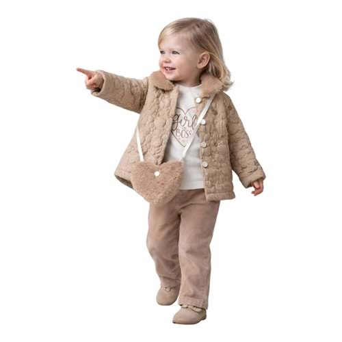 Canöz Kalp Çantalı Kız 3 Lü Takım 9-24 Aylık -543398792 - KAHVERENGİ