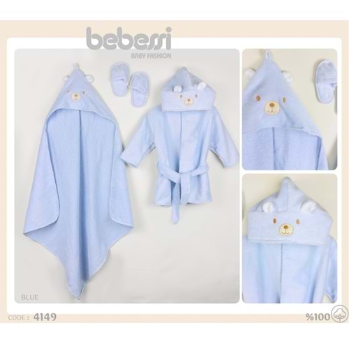 Bebessi Bebek 3lü Bornoz Seti-4149562-Mavi