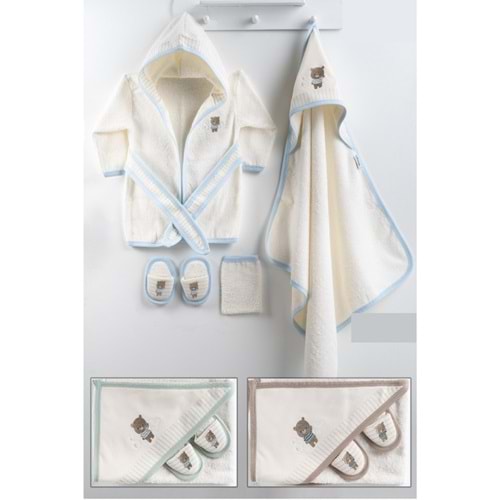 Gaye Bebe Panda Nakışlı Erkek Bornoz Seti -8802645 - KAHVERENGİ