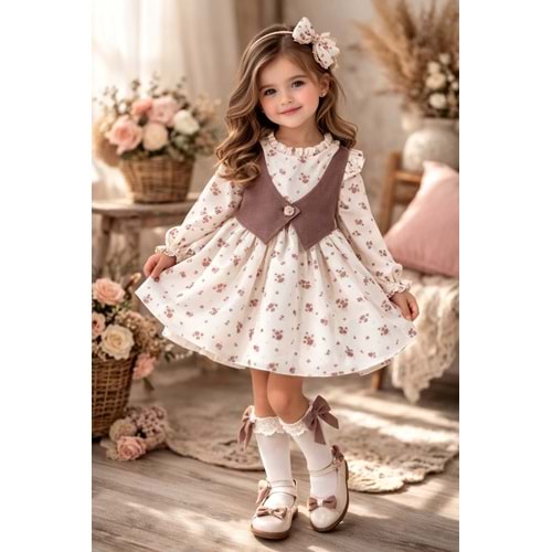 Canöz Bebe Yelekli Çiçek Detaylı Elbise 9-24 Aylık -3748245 - PEMBE